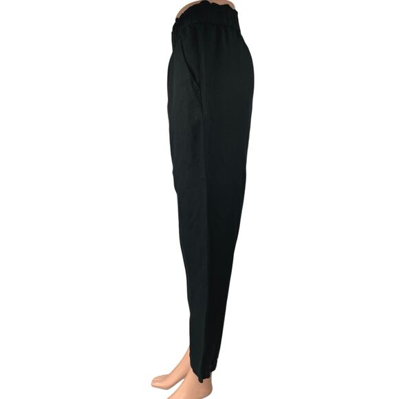 LOFT Women's Black Linen Elastic Waist Pull On Straight Ankle Trousers Pants S - Picture 2 of 5